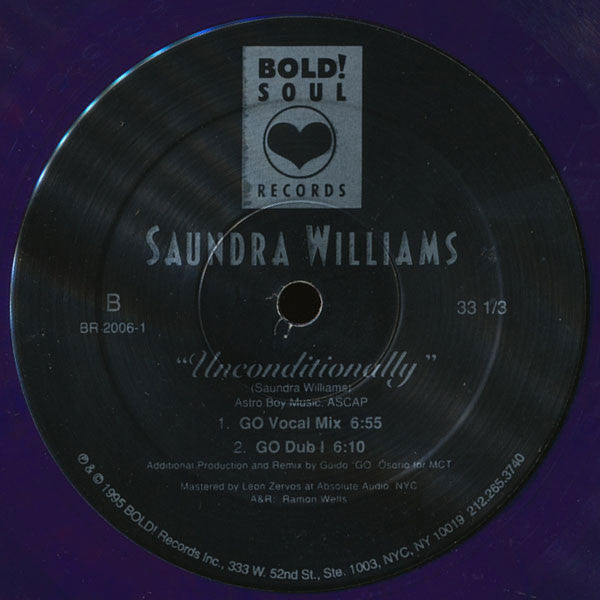 Saundra Williams : Unconditionally (12", Ltd, Pur)