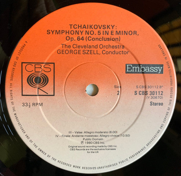 Tchaikovsky*, George Szell, The Cleveland Orchestra : Symphony No.5 (LP, RE)