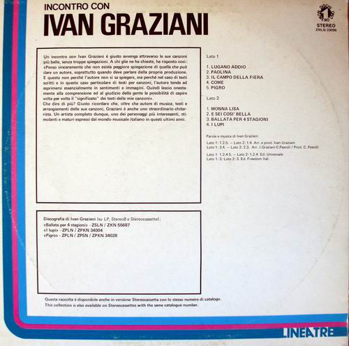 Ivan Graziani : Incontro Con Ivan Graziani (LP, Comp)