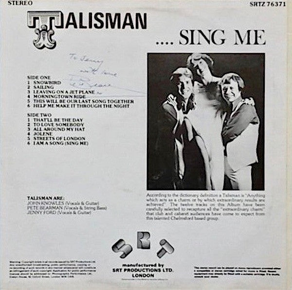 Talisman (12) : Sing Me (LP, Album)