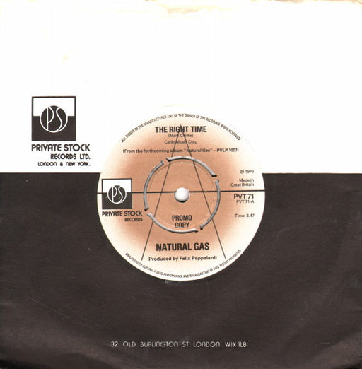 Natural Gas : The Right Time (7", Single, Promo)