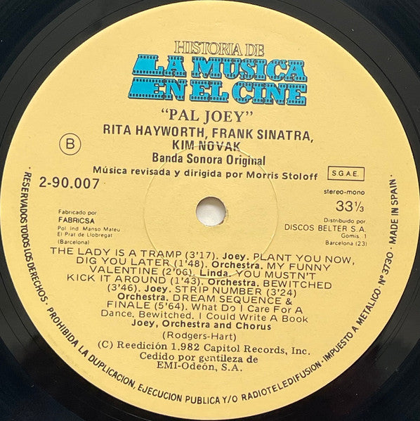 Rodgers And Hart* : Pal Joey (The Original Soundtrack / From The Soundtrack Of Columbia Picture) (LP, Album, RE)