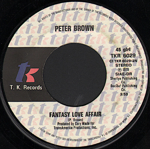 Peter Brown (2) : Dance With Me / Fantasy Love Affair (7")