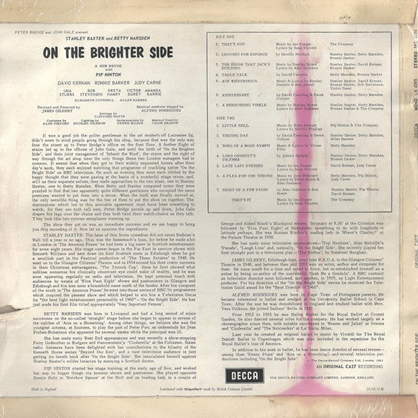 "On The Brighter Side" Original Cast : On The Brighter Side (Original Cast Recording) (LP, Mono)