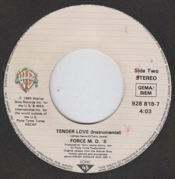 Force MD's : Tender Love (7", Single)
