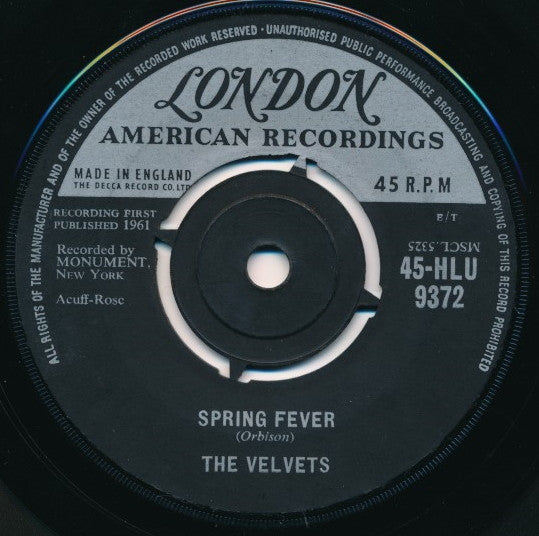 The Velvets : Tonight (Could Be The Night) (7")