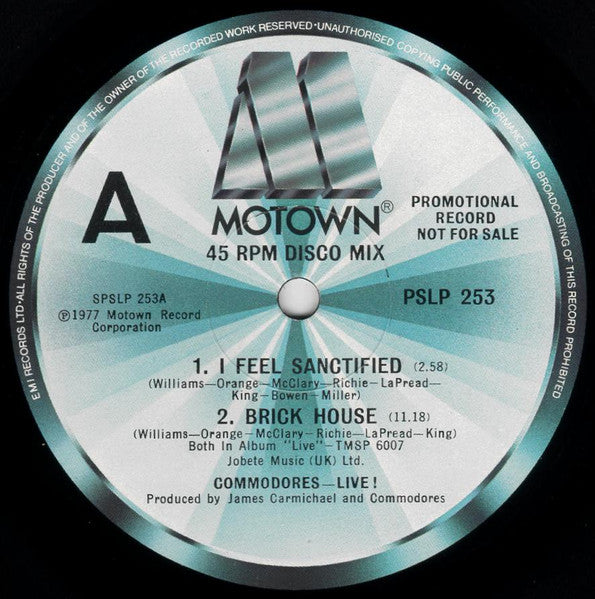 Commodores : I Feel Sanctified (12", Promo)