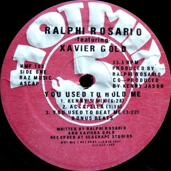 Ralphi Rosario Featuring Xavier Gold* : You Used To Hold Me (12")