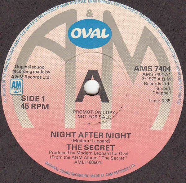 The Secret (3) : Night After Night (7", Promo)