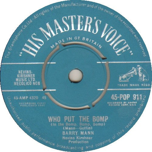 Barry Mann : Who Put The Bomp (7", Single)