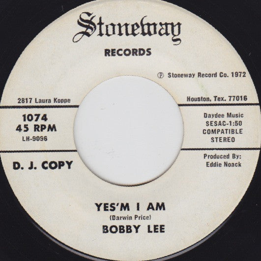 Bobby Lee (31) : Love's The Only Way To Go / Yes'm I Am (7", Single, Promo)