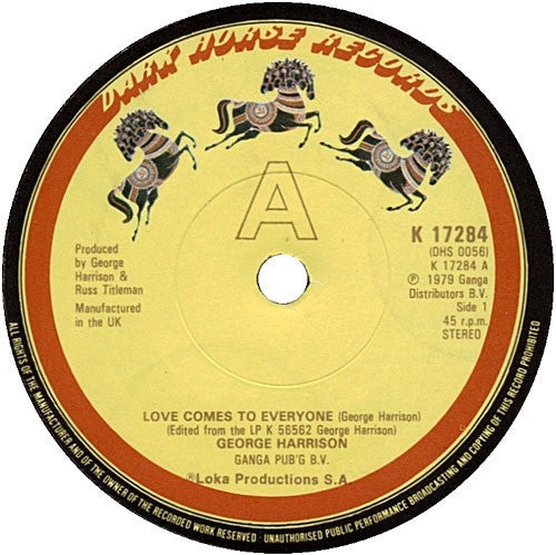 George Harrison : Love Comes To Everyone (7", Single)