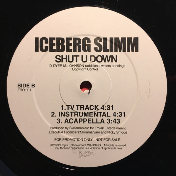Iceberg Slimm : Shut U Down (12", Promo)