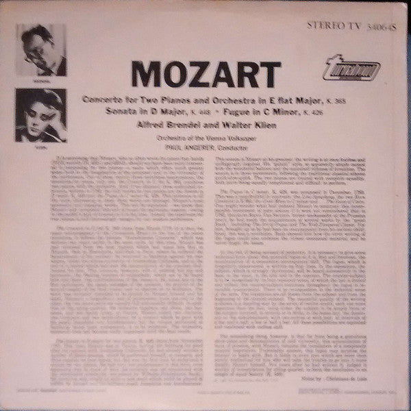 Mozart*, Alfred Brendel & Walter Klien : Complete Music For Two Pianos (LP, Album)