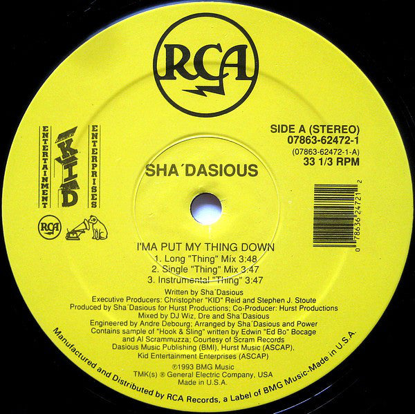 Sha'dasious : I'ma Put My Thing Down (12")