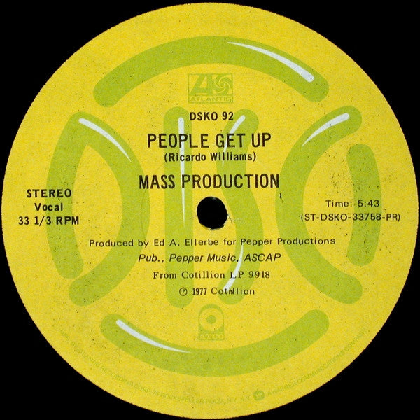 Mass Production : People Get Up / I Believe In Music (12", Promo)