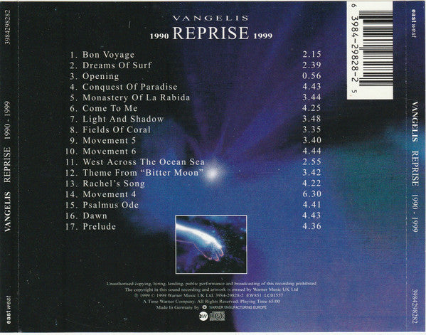 Vangelis : Reprise 1990-1999 (CD, Comp, Mixed)