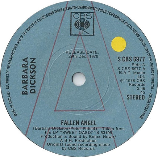 Barbara Dickson : Fallen Angel (7", Single, Promo)