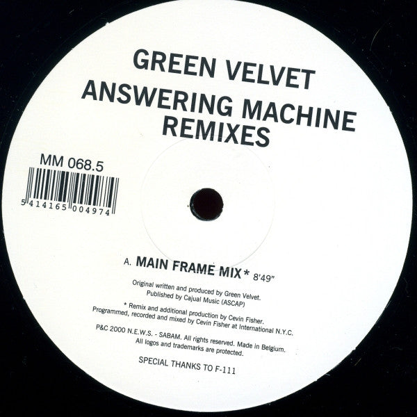 Green Velvet : Answering Machine (Remixes) (12")