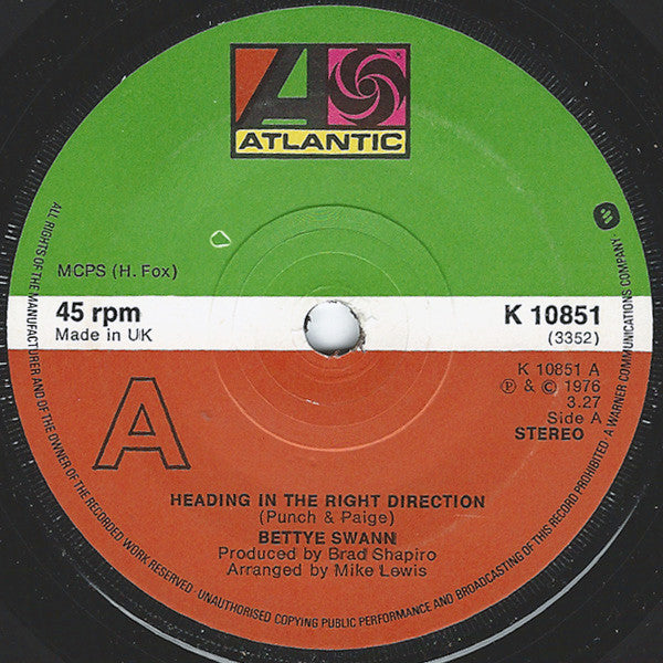 Bettye Swann : Heading In The Right Direction / Be Strong Enough To Hold On (7", Single, Sol)