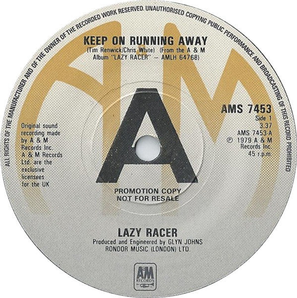 Lazy Racer : Keep On Running Away (7", Single, Promo)