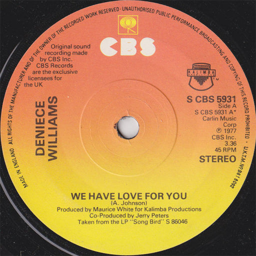 Deniece Williams : We Have Love For You (7", Single)