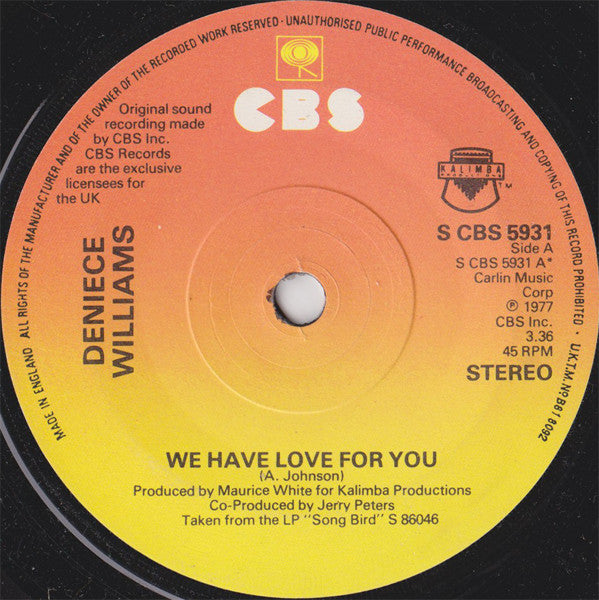 Deniece Williams : We Have Love For You (7", Single)