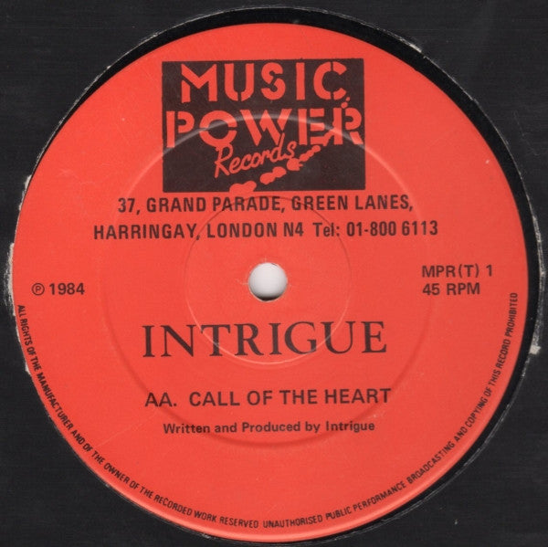 Intrigue (3) : No Turning Back / Call Of The Heart (12", Ora)