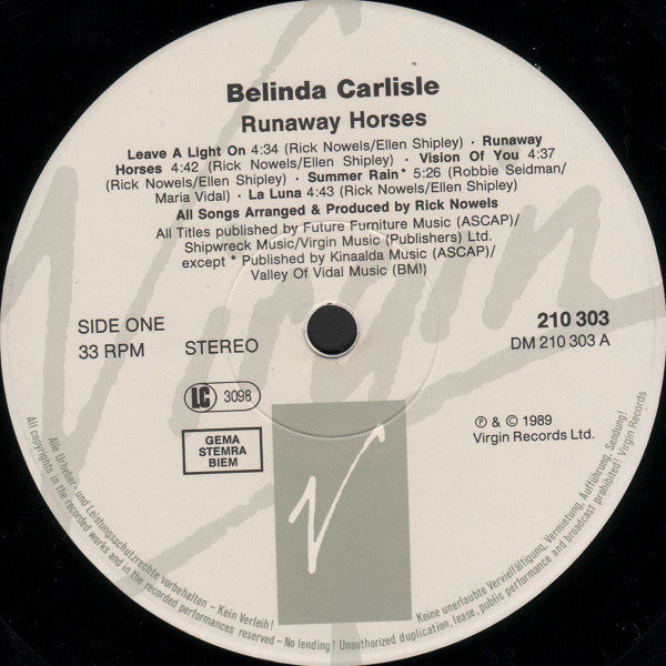 Belinda Carlisle : Runaway Horses (LP, Album)