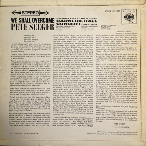 Pete Seeger : We Shall Overcome (Recorded Live At His Historic Carnegie Hall Concert June 8, 1963) (LP, Album)
