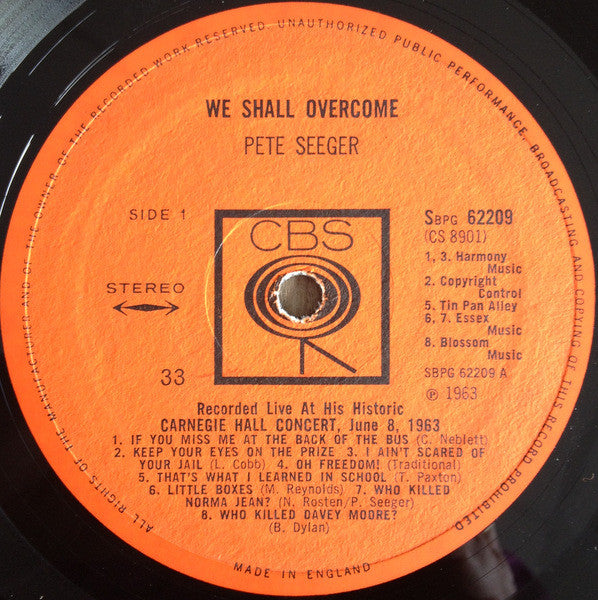 Pete Seeger : We Shall Overcome (Recorded Live At His Historic Carnegie Hall Concert June 8, 1963) (LP, Album)