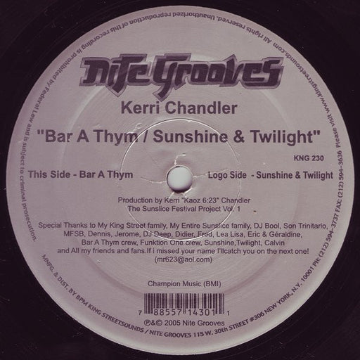 Kerri Chandler : Bar A Thym / Sunshine & Twilight (12")