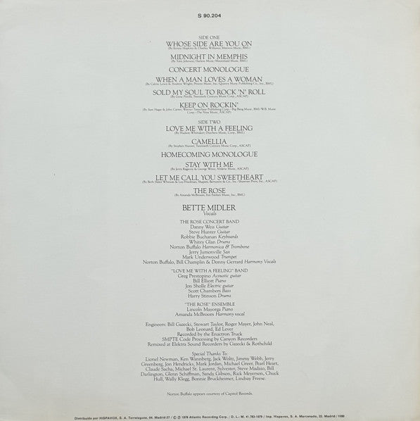 Bette Midler : La Rosa - Banda Sonora Original (LP, Album)