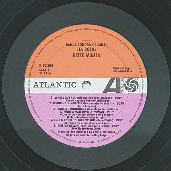 Bette Midler : La Rosa - Banda Sonora Original (LP, Album)