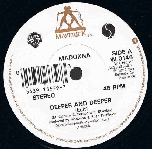 Madonna : Deeper And Deeper (7", Pap)