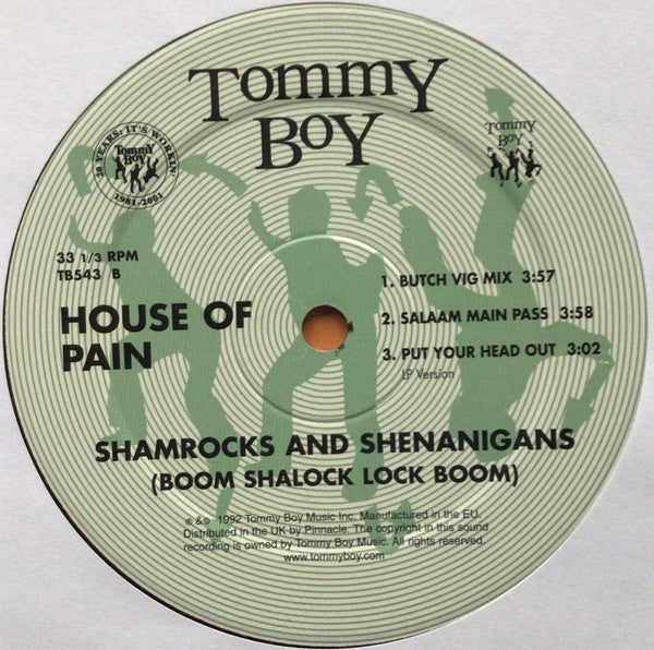 House Of Pain : Shamrocks And Shenanigans (Boom Shalock Lock Boom) (12", Single, RE)