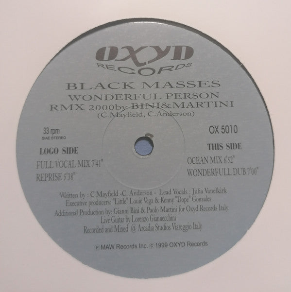 MAW* Presents Black Masses : Wonderful Person Rmx 2000 (Bini & Martini Remixes) (12")