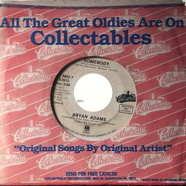 Bryan Adams : Run To You / Somebody (7", Single, RE)