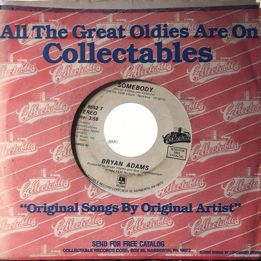 Bryan Adams : Run To You / Somebody (7", Single, RE)