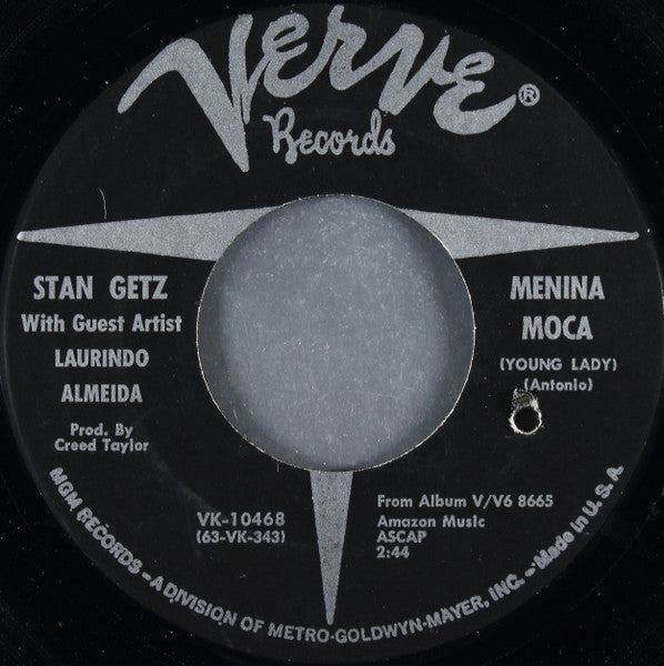Stan Getz With Guest Artist Laurindo Almeida : Menina Moca = Young Lady / Winter Moon (7", Single, Bla)
