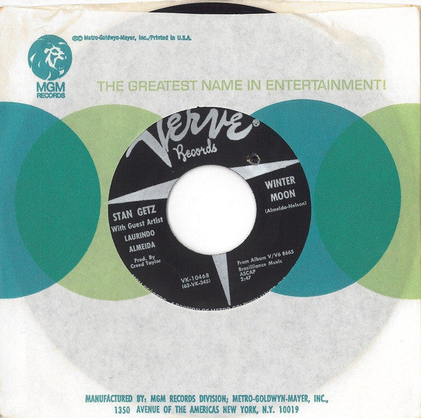Stan Getz With Guest Artist Laurindo Almeida : Menina Moca = Young Lady / Winter Moon (7", Single, Bla)
