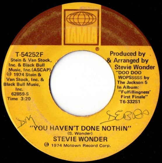 Stevie Wonder : You Haven't Done Nothin / Big Brother (7", Single)