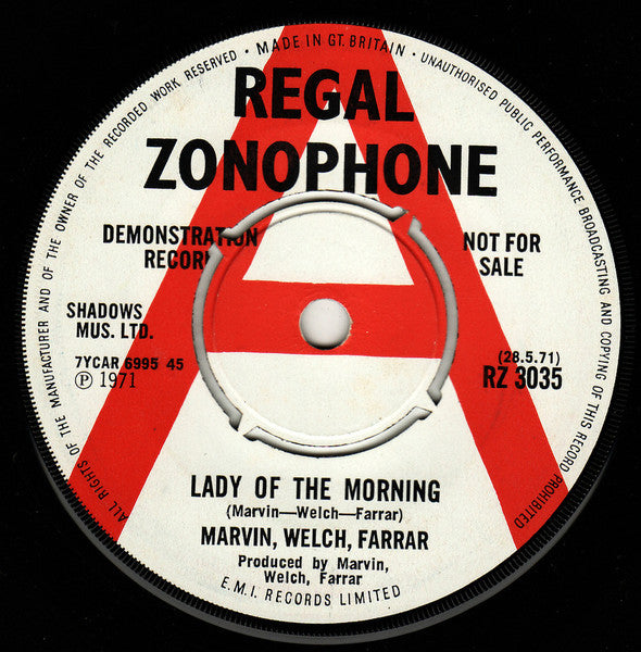 Marvin, Welch, Farrar* : Lady Of The Morning (7", Single, Promo)
