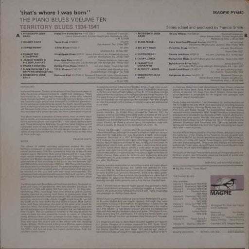Various : 'That's Where I Was Born' - Territory Blues 1934-1941 (LP, Comp, Mono)
