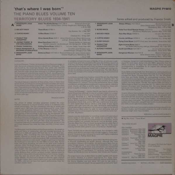 Various : 'That's Where I Was Born' - Territory Blues 1934-1941 (LP, Comp, Mono)