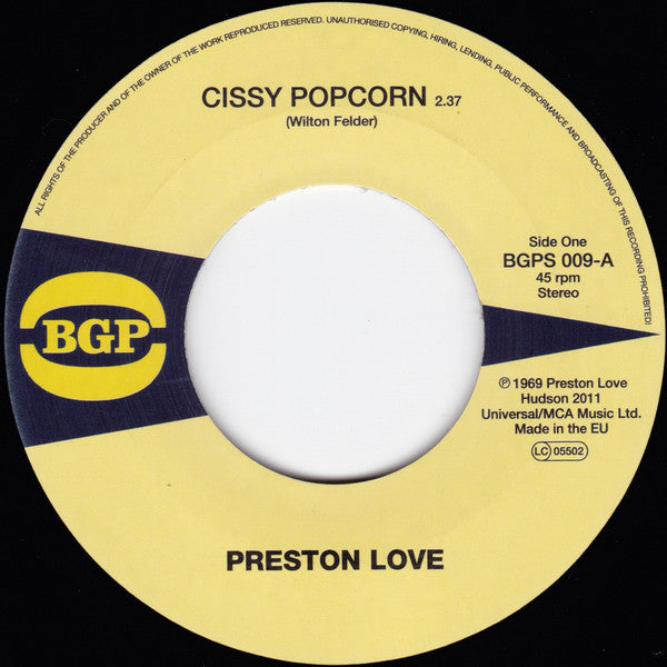 Preston Love* / Brenda George : Cissy Popcorn / I Can't Stand It (7", RE)