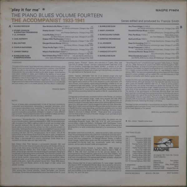 Various : 'Play It For Me' - The Accompanist 1933-1941 (LP, Comp, Mono)