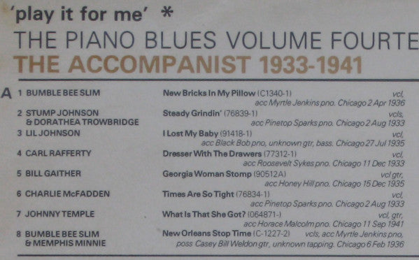 Various : 'Play It For Me' - The Accompanist 1933-1941 (LP, Comp, Mono)