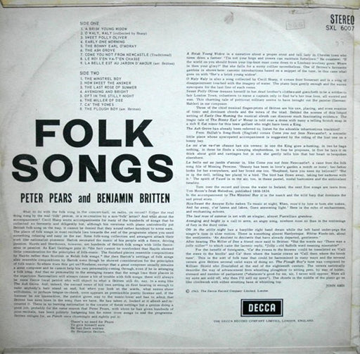 Peter Pears, Benjamin Britten : Folk Songs (LP)