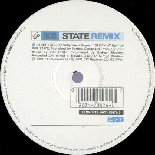 808 State : In Yer Face (Remix) (12", Single)